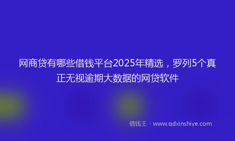 网商贷有哪些借钱平台2025年精选，罗列5个真正无视逾期大数据的网贷软件