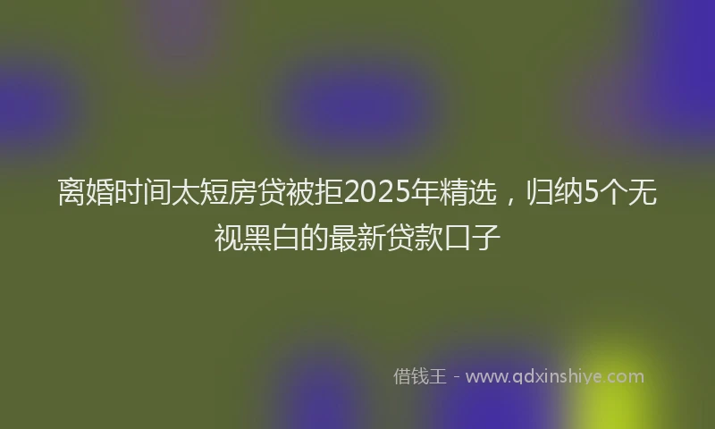 离婚时间太短房贷被拒2025年精选，归纳5个无视黑白的最新贷款口子