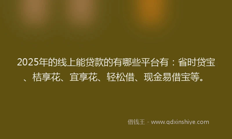 2025年的线上能贷款的有哪些平台有：省时贷宝、桔享花、宜享花、轻松借、现金易借宝等。