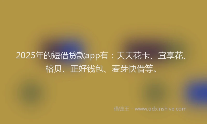 2025年的短借贷款app有：天天花卡、宜享花、榕贝、正好钱包、麦芽快借等。