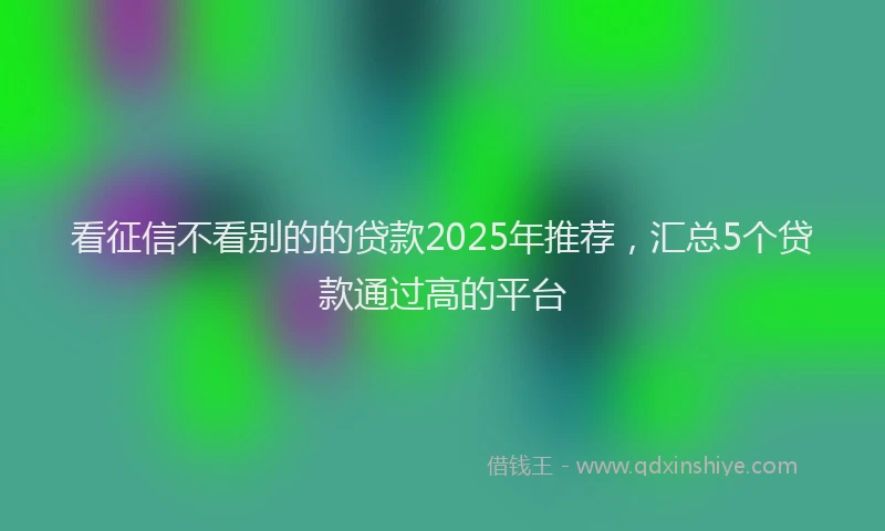 看征信不看别的的贷款2025年推荐，汇总5个贷款通过高的平台