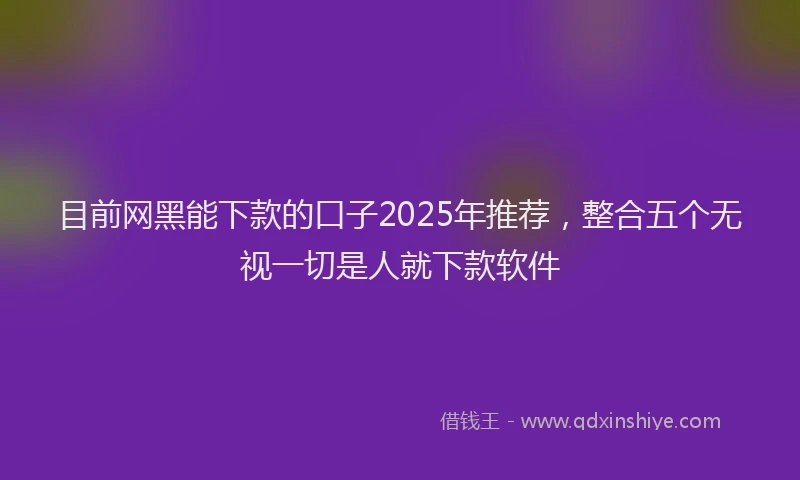 目前网黑能下款的口子2025年推荐，整合五个无视一切是人就下款软件