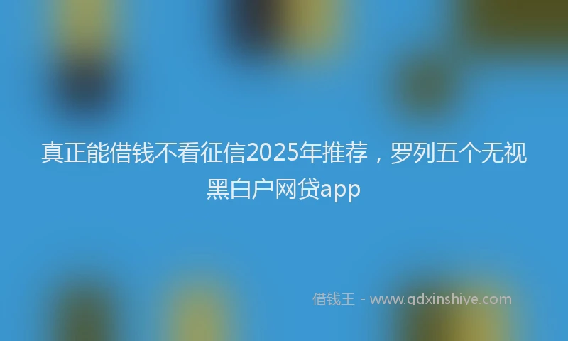 真正能借钱不看征信2025年推荐，罗列五个无视黑白户网贷app