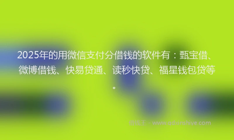 2025年的用微信支付分借钱的软件有：甄宝借、微博借钱、快易贷通、读秒快贷、福星钱包贷等。