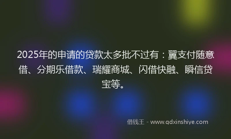 2025年的申请的贷款太多批不过有：翼支付随意借、分期乐借款、瑞耀商城、闪借快融、瞬信贷宝等。