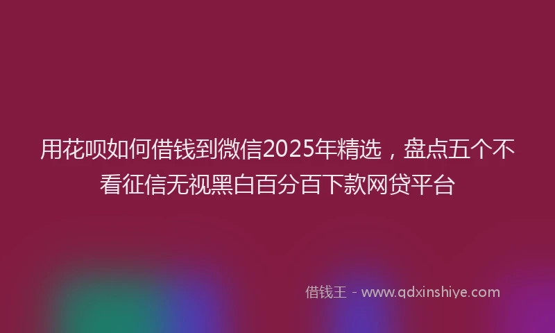 用花呗如何借钱到微信2025年精选，盘点五个不看征信无视黑白百分百下款网贷平台