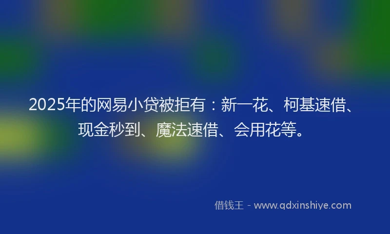 2025年的网易小贷被拒有：新一花、柯基速借、现金秒到、魔法速借、会用花等。
