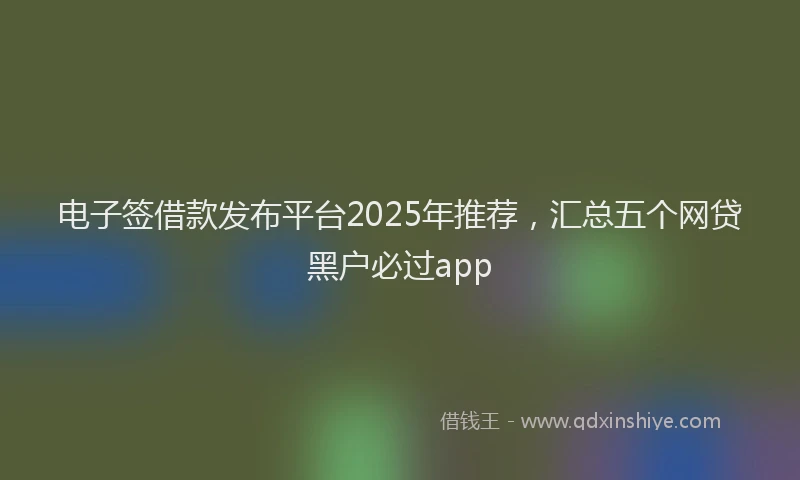 电子签借款发布平台2025年推荐，汇总五个网贷黑户必过app