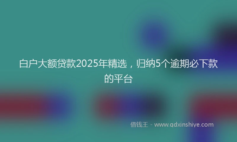白户大额贷款2025年精选，归纳5个逾期必下款的平台