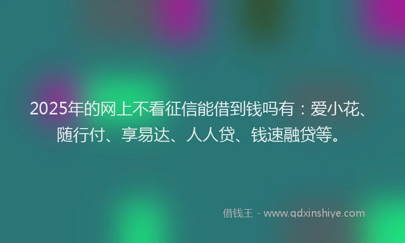 2025年的网上不看征信能借到钱吗有：爱小花、随行付、享易达、人人贷、钱速融贷等。