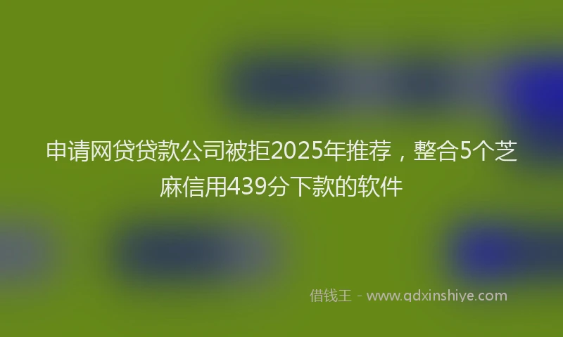 申请网贷贷款公司被拒2025年推荐，整合5个芝麻信用439分下款的软件