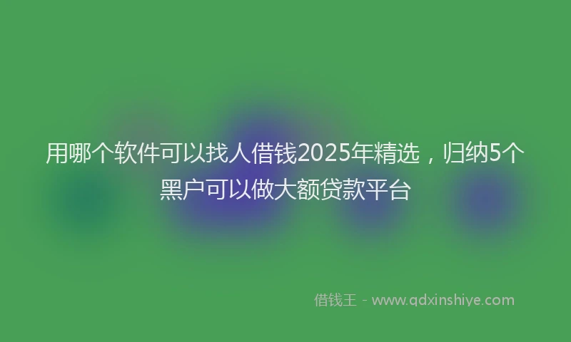 用哪个软件可以找人借钱2025年精选，归纳5个黑户可以做大额贷款平台