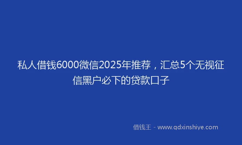 私人借钱6000微信2025年推荐，汇总5个无视征信黑户必下的贷款口子