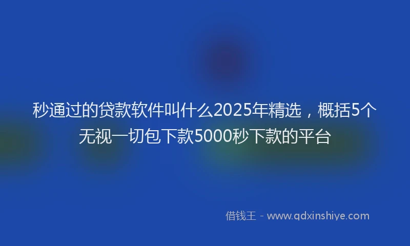 秒通过的贷款软件叫什么2025年精选，概括5个无视一切包下款5000秒下款的平台