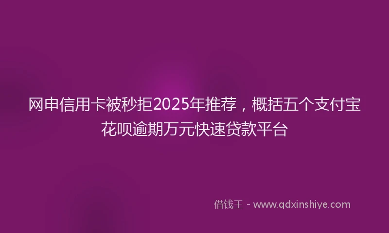 网申信用卡被秒拒2025年推荐，概括五个支付宝花呗逾期万元快速贷款平台