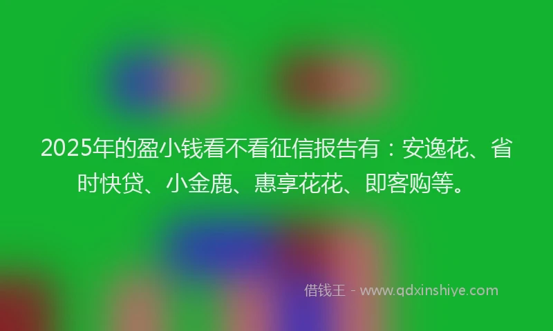 2025年的盈小钱看不看征信报告有：安逸花、省时快贷、小金鹿、惠享花花、即客购等。
