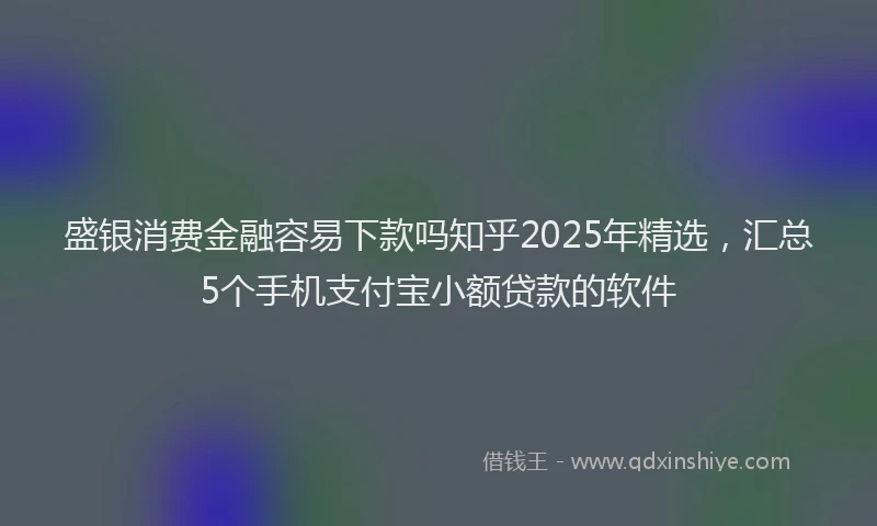 盛银消费金融容易下款吗知乎2025年精选，汇总5个手机支付宝小额贷款的软件