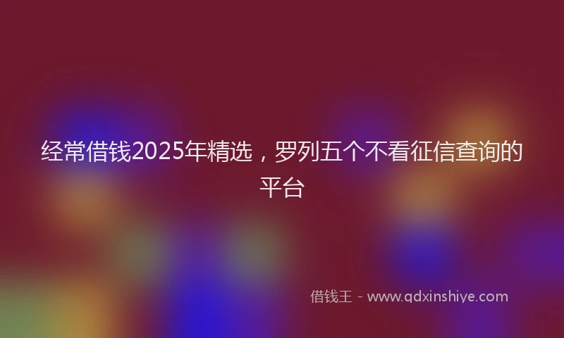 经常借钱2025年精选，罗列五个不看征信查询的平台