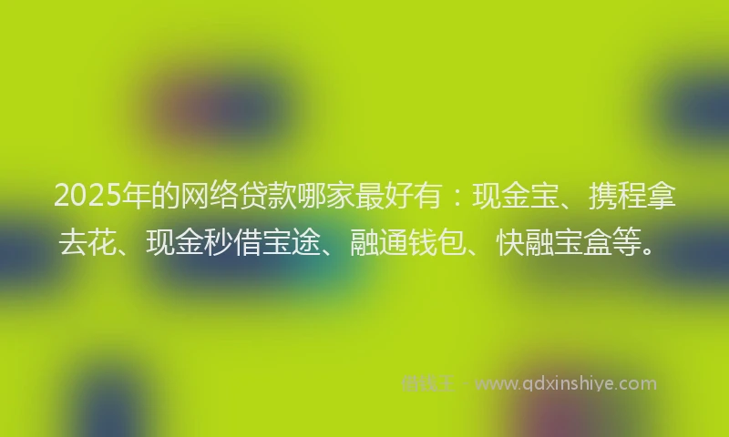 2025年的网络贷款哪家最好有：现金宝、携程拿去花、现金秒借宝途、融通钱包、快融宝盒等。