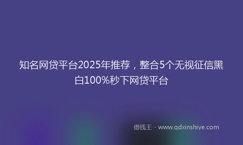 知名网贷平台2025年推荐，整合5个无视征信黑白100%秒下网贷平台