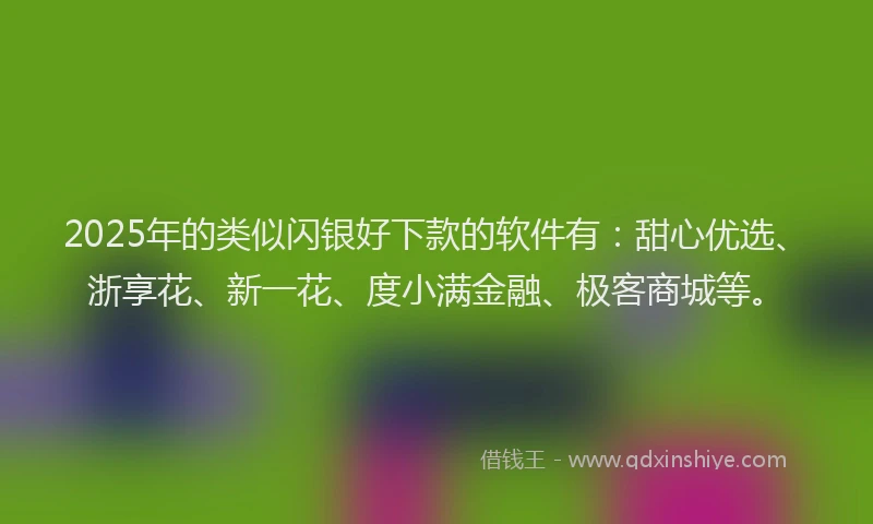 2025年的类似闪银好下款的软件有：甜心优选、浙享花、新一花、度小满金融、极客商城等。