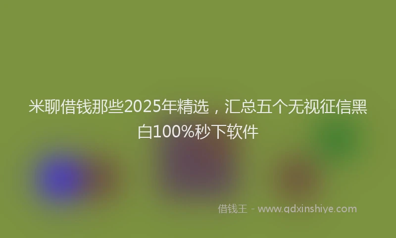 米聊借钱那些2025年精选，汇总五个无视征信黑白100%秒下软件