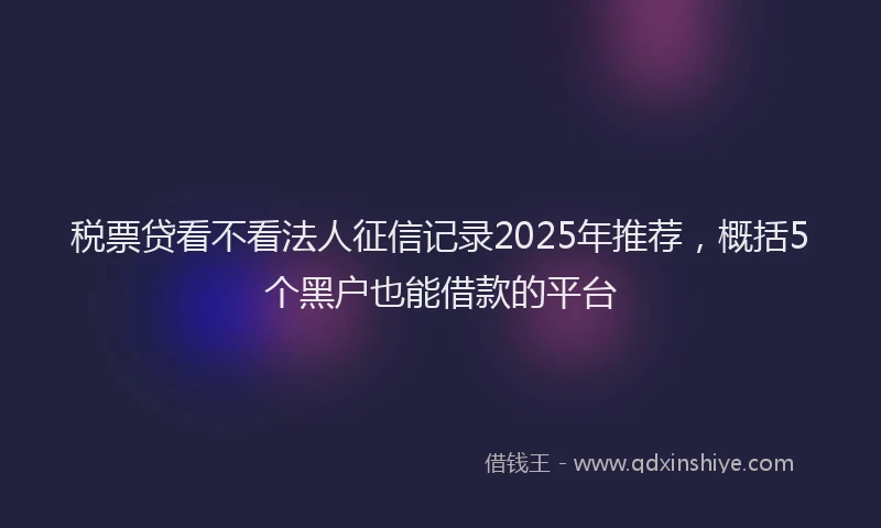 税票贷看不看法人征信记录2025年推荐，概括5个黑户也能借款的平台