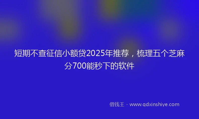短期不查征信小额贷2025年推荐，梳理五个芝麻分700能秒下的软件