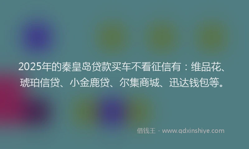 2025年的秦皇岛贷款买车不看征信有：维品花、琥珀信贷、小金鹿贷、尔集商城、迅达钱包等。