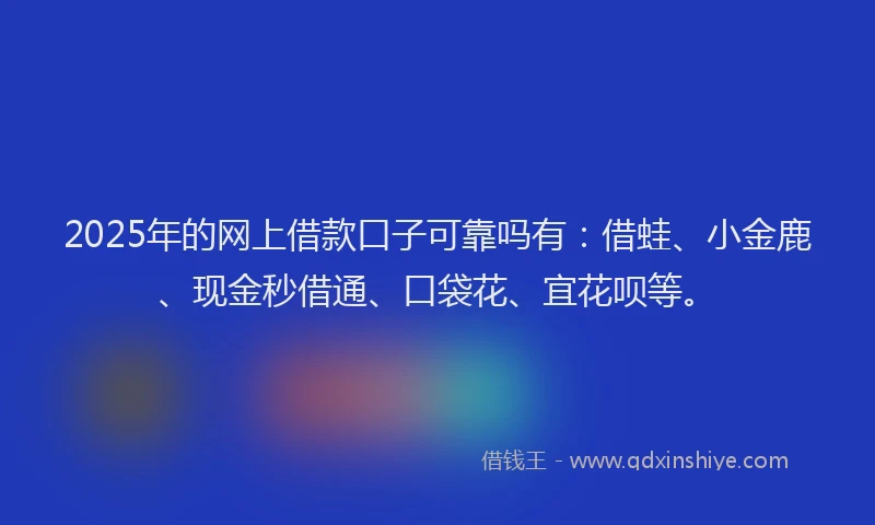 2025年的网上借款口子可靠吗有：借蛙、小金鹿、现金秒借通、口袋花、宜花呗等。