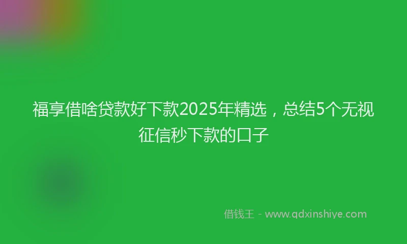 福享借啥贷款好下款2025年精选，总结5个无视征信秒下款的口子