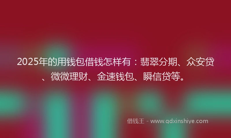 2025年的用钱包借钱怎样有：翡翠分期、众安贷、微微理财、金速钱包、瞬信贷等。