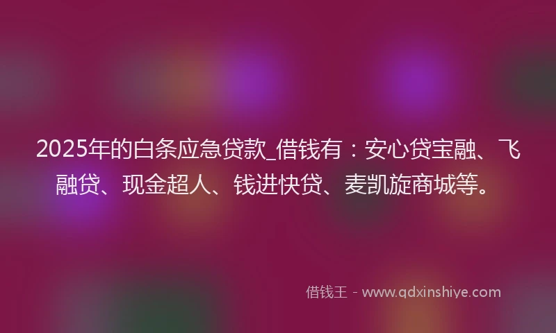 2025年的白条应急贷款_借钱有：安心贷宝融、飞融贷、现金超人、钱进快贷、麦凯旋商城等。