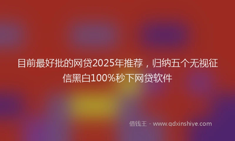 目前最好批的网贷2025年推荐，归纳五个无视征信黑白100%秒下网贷软件