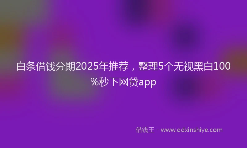 白条借钱分期2025年推荐，整理5个无视黑白100%秒下网贷app