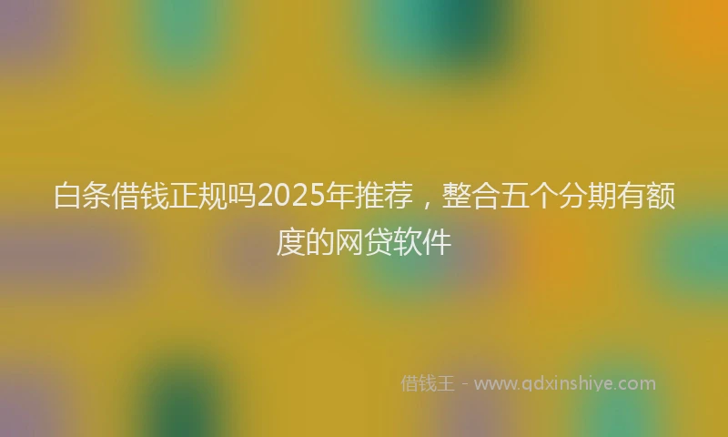 白条借钱正规吗2025年推荐，整合五个分期有额度的网贷软件