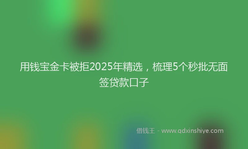 用钱宝金卡被拒2025年精选，梳理5个秒批无面签贷款口子