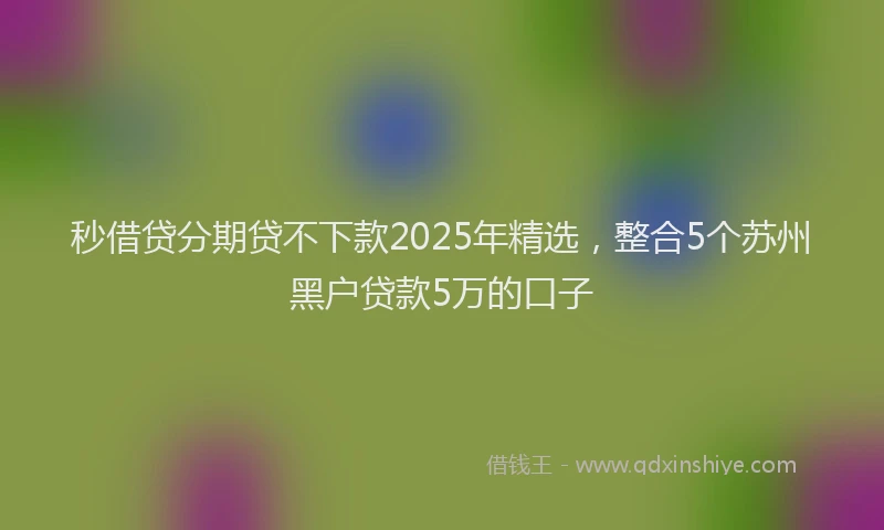秒借贷分期贷不下款2025年精选，整合5个苏州黑户贷款5万的口子