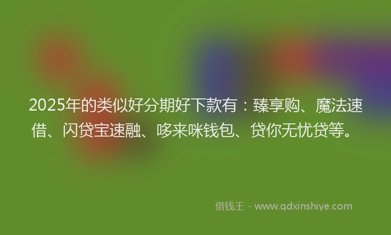 2025年的类似好分期好下款有：臻享购、魔法速借、闪贷宝速融、哆来咪钱包、贷你无忧贷等。