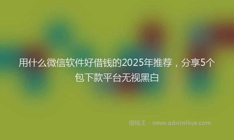 用什么微信软件好借钱的2025年推荐，分享5个包下款平台无视黑白