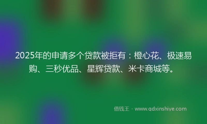 2025年的申请多个贷款被拒有：橙心花、极速易购、三秒优品、星辉贷款、米卡商城等。