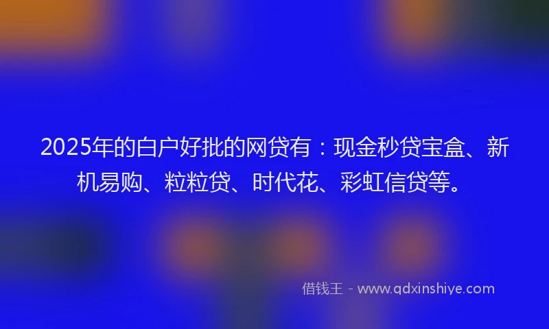 2025年的白户好批的网贷有：现金秒贷宝盒、新机易购、粒粒贷、时代花、彩虹信贷等。