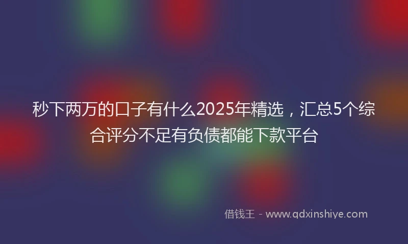 秒下两万的口子有什么2025年精选，汇总5个综合评分不足有负债都能下款平台