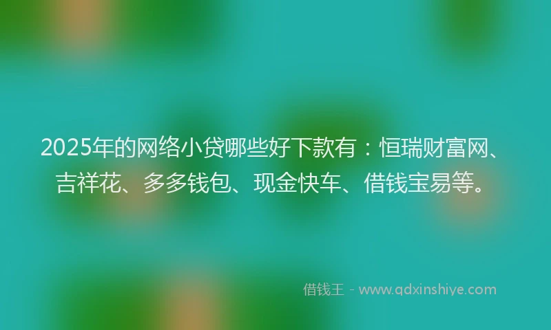2025年的网络小贷哪些好下款有：恒瑞财富网、吉祥花、多多钱包、现金快车、借钱宝易等。