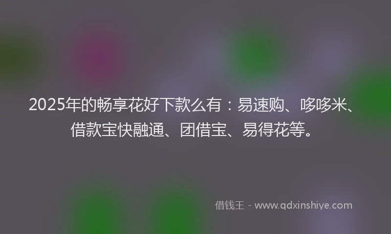 2025年的畅享花好下款么有：易速购、哆哆米、借款宝快融通、团借宝、易得花等。