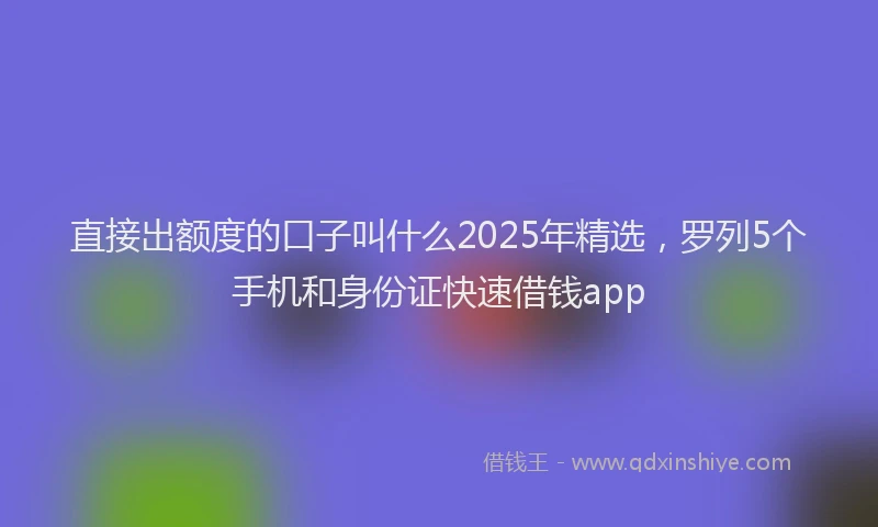 直接出额度的口子叫什么2025年精选，罗列5个手机和身份证快速借钱app