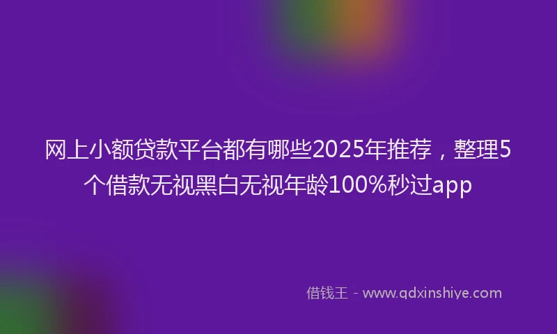 网上小额贷款平台都有哪些2025年推荐，整理5个借款无视黑白无视年龄100%秒过app