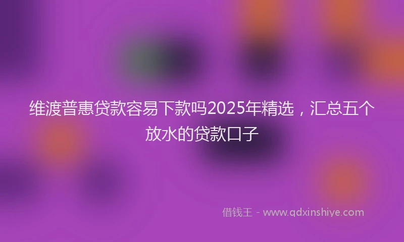 维渡普惠贷款容易下款吗2025年精选，汇总五个放水的贷款口子