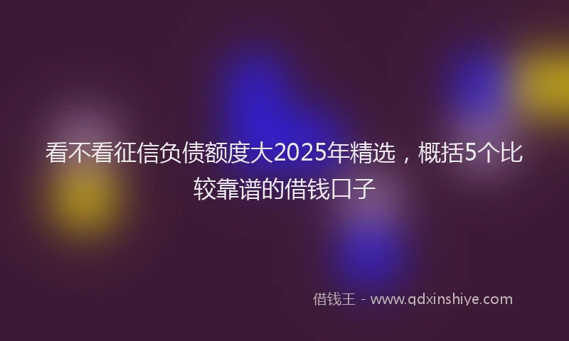 看不看征信负债额度大2025年精选，概括5个比较靠谱的借钱口子