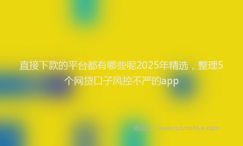 直接下款的平台都有哪些呢2025年精选，整理5个网贷口子风控不严的app